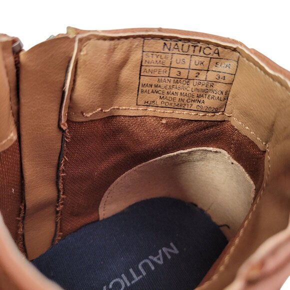 Nautica Girl's Tan Anper Boots With Quilted Pattern & Side Zipper Closure Size 3 - Picture 11 of 12